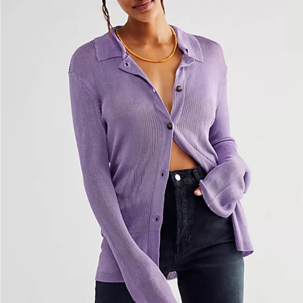 Free People H2O cardi glowing grape